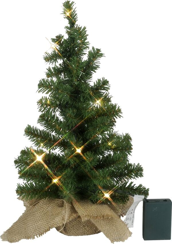 Bild 1 von Star Trading Künstlicher Weihnachtsbaum Toppy von Star Trading, Tannenbaum klein in Grün mit LED Lichterkette und Timer für innen, warmweiß, batteriebetrieben, Höhe: 45 cm