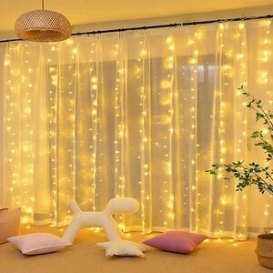 Rosnek LED-Lichterkette 3x3M, 10 Stränge, Speicherfunktion, Timer, für Vorhang Fenster Deko, 300-flammig, 8 Modi, Timer, Wasserdicht, für Schlafzimmer Weihnachten Terrasse