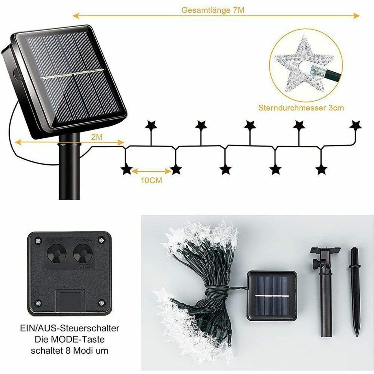 Bild 3 von Dedom LED Solarleuchte Solar-Lichterketten, Lichterketten, Lichtbalken, LED-Lichter, 7M 50 Lichter, Geeignet für Garten, Baum, Hochzeit, Party