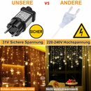 Bild 4 von Rosnek LED-Lichterkette 31V, Schneeflocke, Speicherfunktion, für Fenster Veranda Weihnachten, 94-flammig, wasserdicht, 8 Modi, Timer, für Hochzeit Urlaub Garten Party Deko