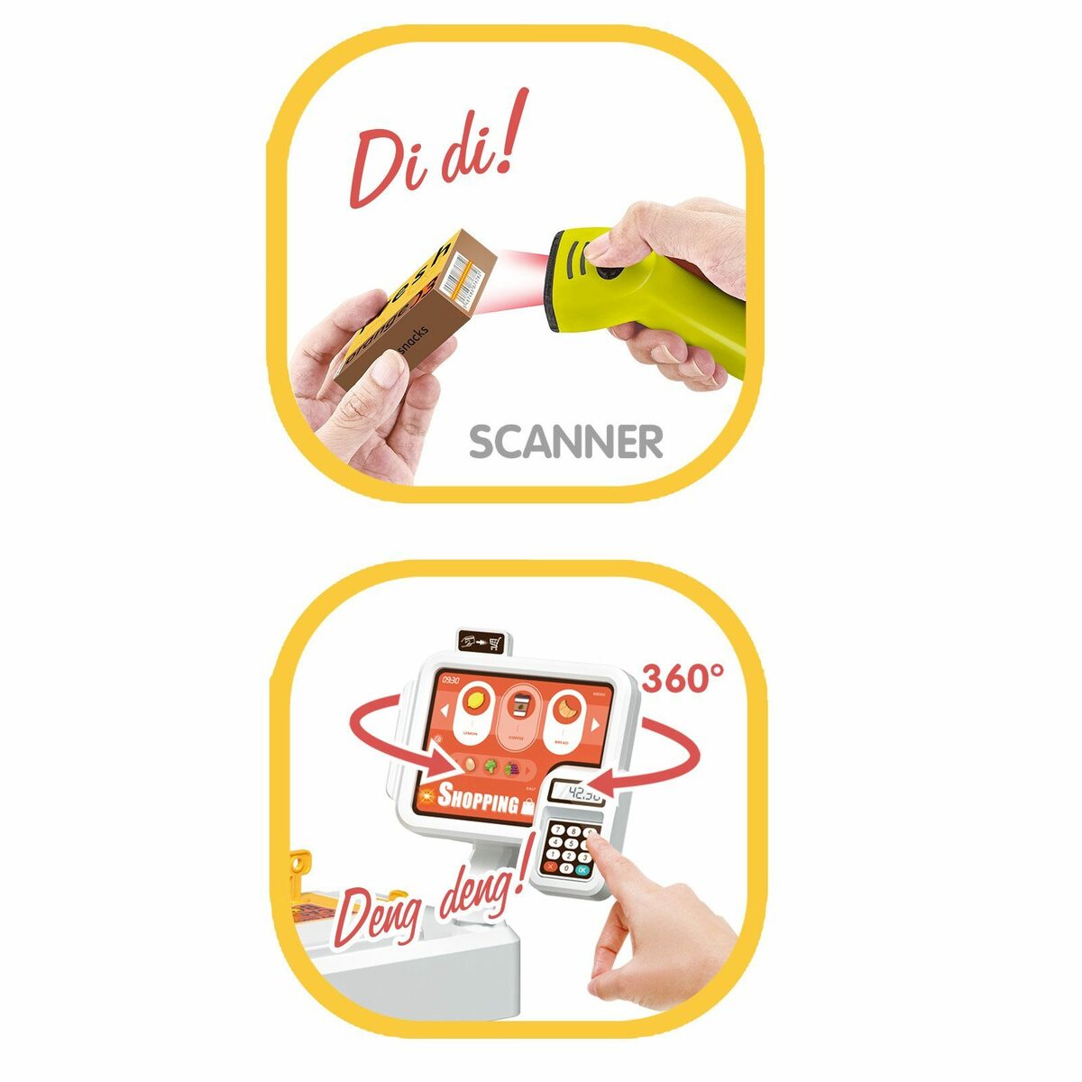 Bild 2 von Esun Kaufladen Kaufmannsladen Kinder mit Zubehör, Kaufladen Kasse Kinder Spielzeug (Packung), Kaufladen Zubehör Plastik, Einkaufswagen für Kinder, 65PCS