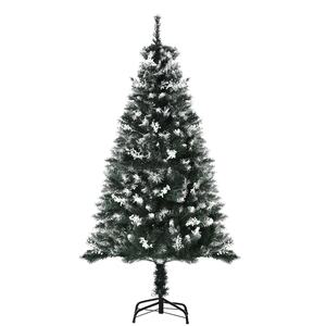 HOMCOM Künstlicher Weihnachtsbaum die Enden  sind weiß lackiert, Realistische 378 Kunststoffzweige Dunkelgrün 75 x 150 cm (ØxH)   Weihnachtsbaum Christbaum Weihnachtsdeko