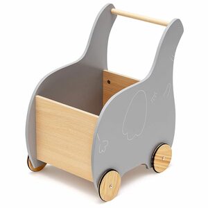 COSTWAY Lauflernwagen 2 in 1 Spielzeugkiste, aus Holz, mit 4 Rädern