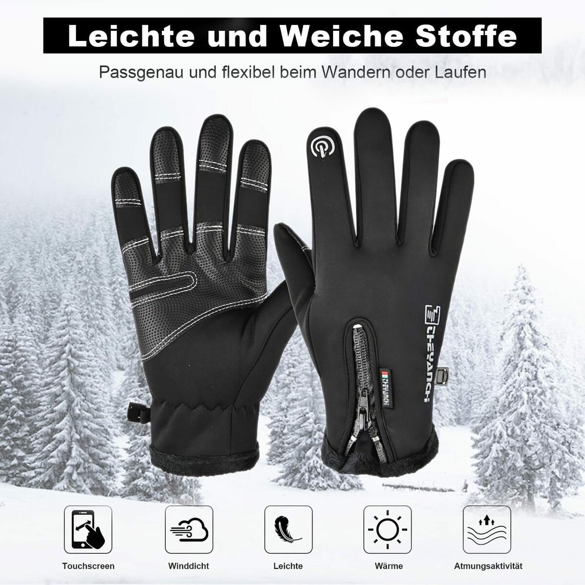 Bild 3 von Alster Herz Fahrradhandschuhe Warme Winter Handschuhe, Fahrradhandschuhe, A0354 Touchscreen Anti-Rutsch Winddicht