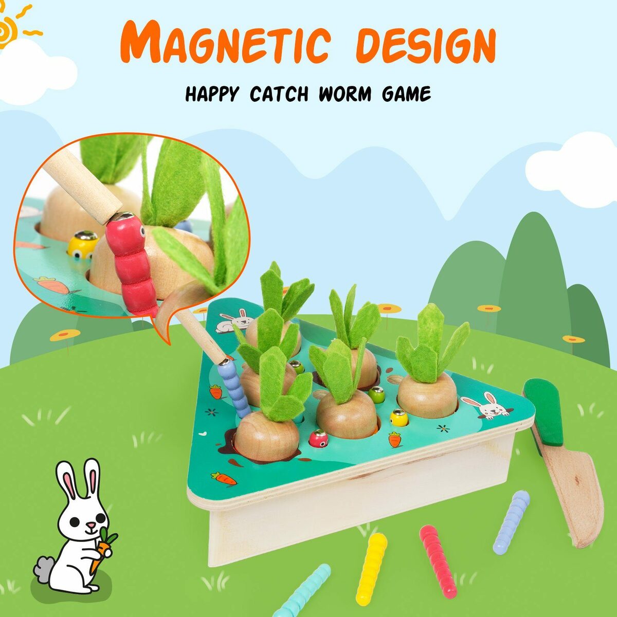 Bild 3 von BeebeeRun Lernspielzeug Schneiden Spielzeug Obst Holz Karotten Ernte Spiele 3 IN 1