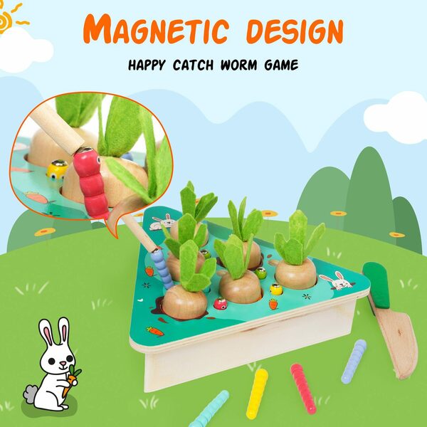 Bild 3 von BeebeeRun Lernspielzeug Schneiden Spielzeug Obst Holz Karotten Ernte Spiele 3 IN 1