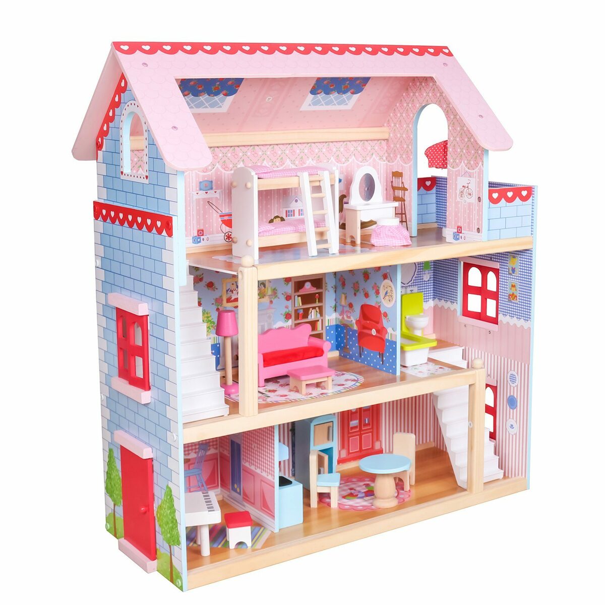 Bild 1 von Infantastic Puppenhaus XXL mit Möbeln / Zubehör Holz Puppenvilla Puppenstube, (1-tlg)