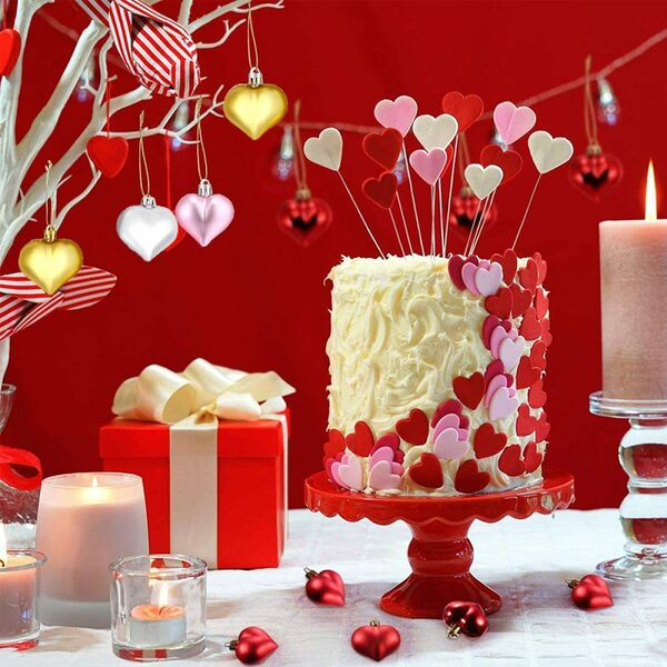 Bild 4 von ZmdecQna Weihnachtsbaumkugel 12 Stück Valentinstag Herz Kugeln Ornamente Weihnachtsbaumkugeln