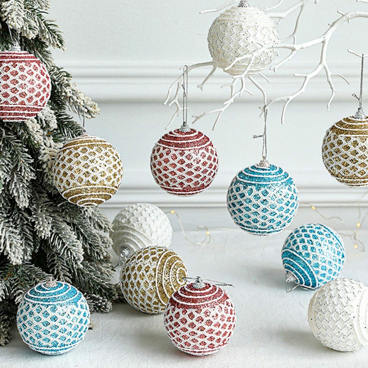 Bild 4 von ZmdecQna Weihnachtsbaumkugel 4pcs Weihnachtskugeln,Weihnachtsbaum Dekorationen hängende Dekoration