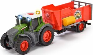 Dickie Toys Spielzeug-Traktor Fendt mit Anhänger, mit Licht, Sound und weiteren Funktionen; inklusive Heuballen