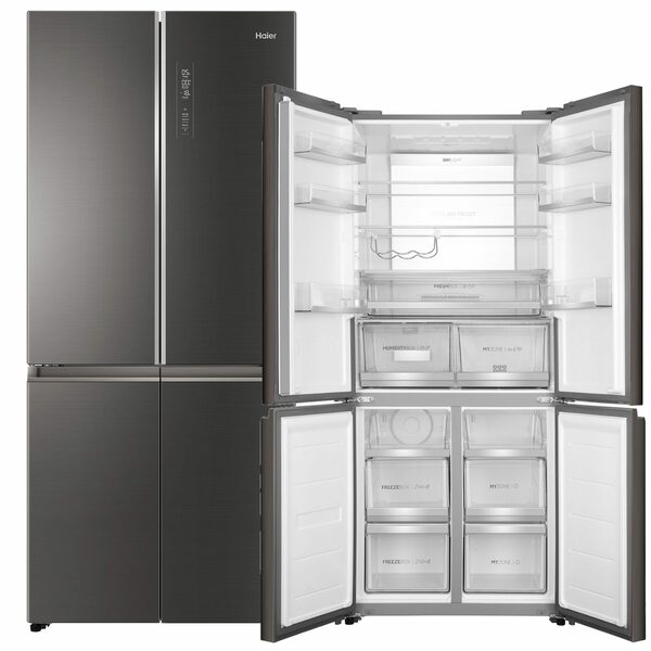 Bild 2 von Haier Kühl-/Gefrierkombination Design Cube 4 Door HTF -508DGS7, 190 cm hoch, 83 cm breit, Total No Frost, MyZone, MySwitchZone, Daylight– LED, Iconic Glas Grey