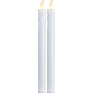 Star Trading 2er-Set LED Stab-Kerze Presse von Star Trading, LED-Kerze, Kerzenlicht warmweiß für Kerzenleuchter, batteriebetriebene Weihnachtsdeko aus Kunststoff in Weiß, Höhe: 25 cm