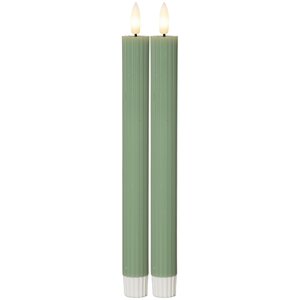 Star Trading LED Stabkerze Flamme Stripe 2er-Set aus Wachs, grün