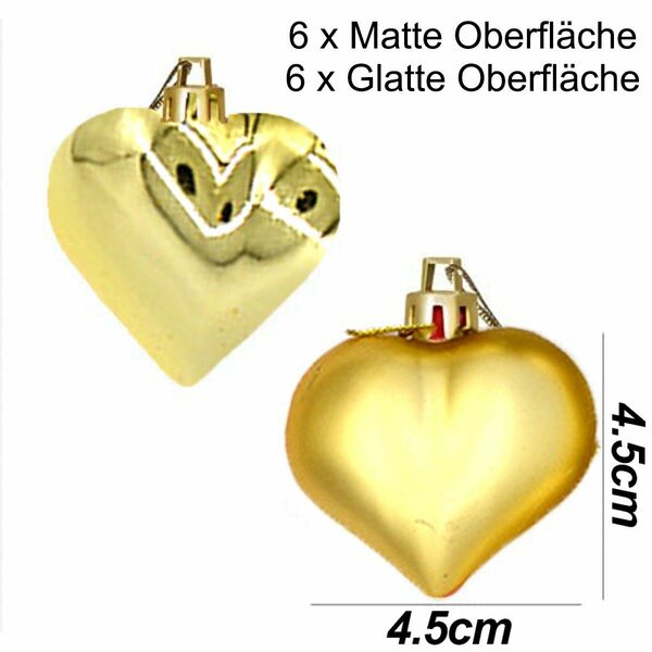 Bild 2 von ZmdecQna Weihnachtsbaumkugel 12 Stück Valentinstag Herz Kugeln Ornamente Weihnachtsbaumkugeln