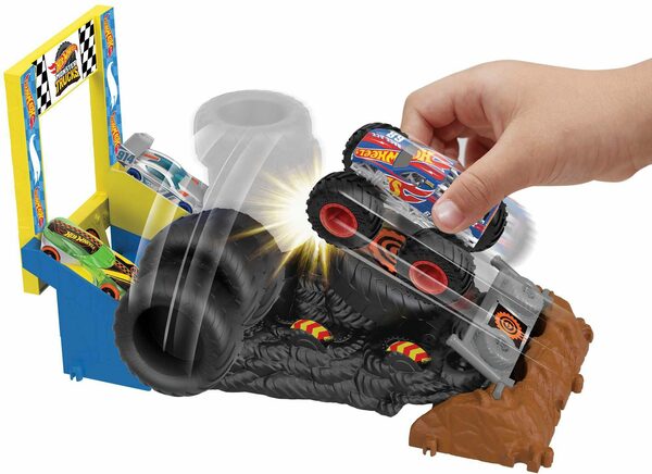 Bild 2 von Hot Wheels Spiel-Parkgarage Entry Challenge - Race Ace's Tire Smash Race, Monster Trucks Arena World