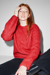 C&A CLOCKHOUSE-Pullover-gerippt, Rot, Größe: XS