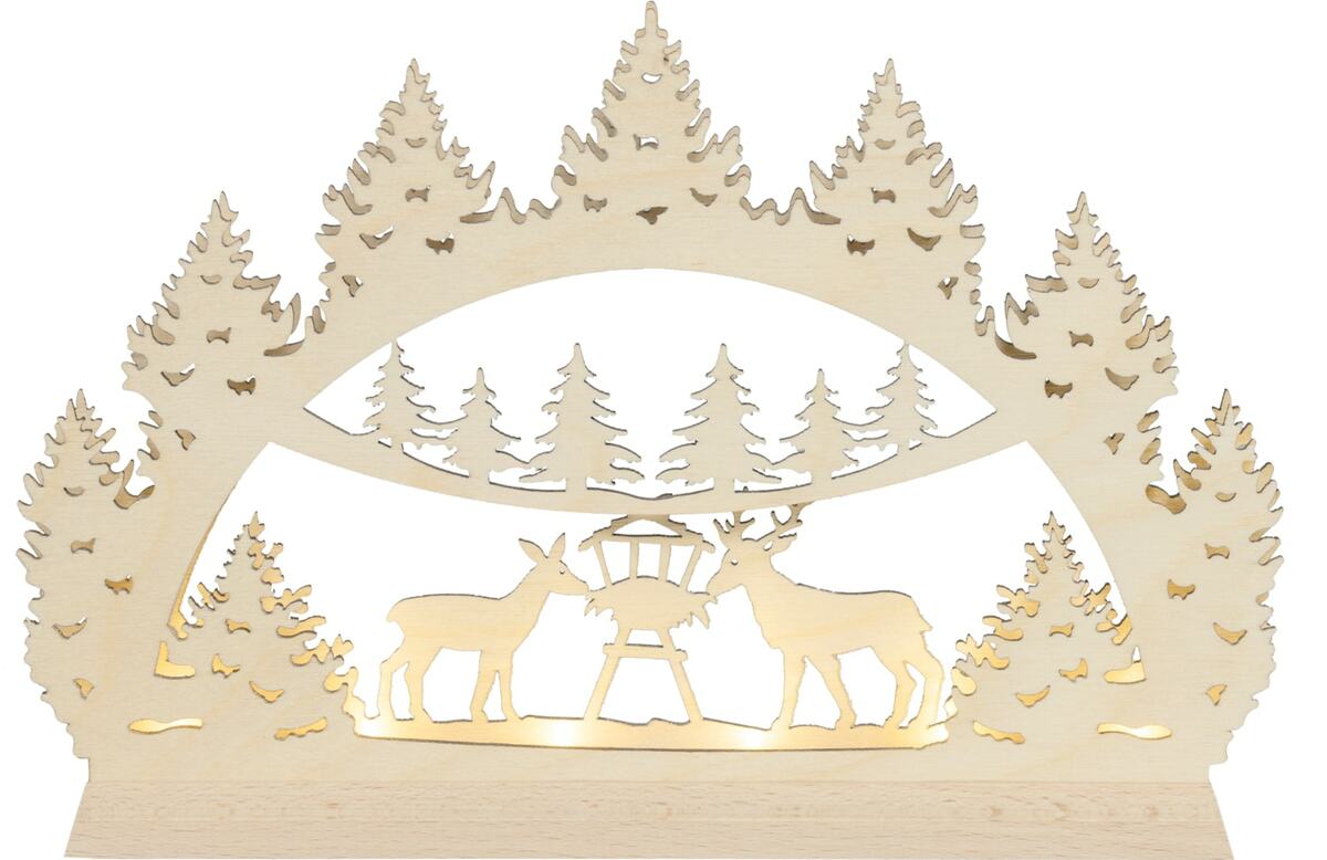 Bild 1 von Mini-Lichterbogen "Waldmotiv", LED-Stripe, warmweiß  und Timerfunktion am Trafo