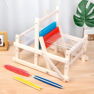 Decome Lernspielzeug Kreatives Holz-Webstuhl-Spielzeug für Kinder