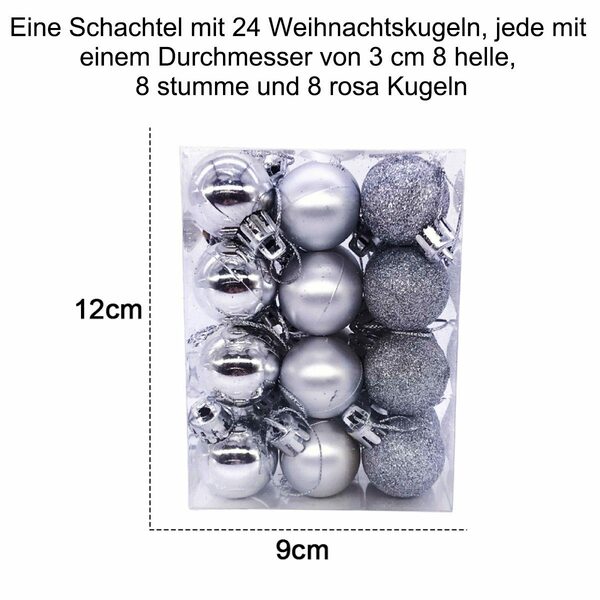 Bild 2 von Favson Weihnachtskugelständer silbrig 3 cm große Weihnachtskugeln,bruchsichere hängende Kugeln