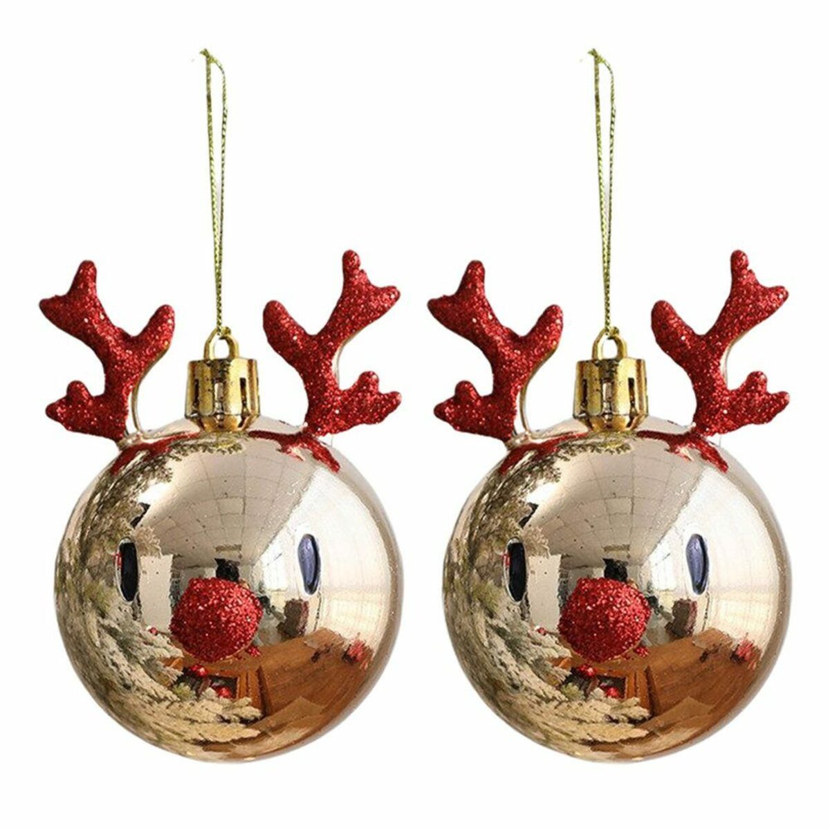 Bild 1 von Gsedaox Weihnachtsbaumkugel 2 Stück Weihnachtskugeln Ornamente Elch bruchsichere Weihnachtskugel