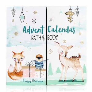 ACCENTRA Adventskalender Beauty Adventskalender "Happy Holidays" für Frauen und Kinder, Kalender mit 24 Türchen zum Baden, Pflegen und verwöhnen