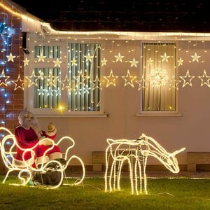 Gimisgu LED-Lichterkette LED Lichterkette Sterne Lichtervorhang Weihnachten IP44 Außen 138LEDs, 138-flammig