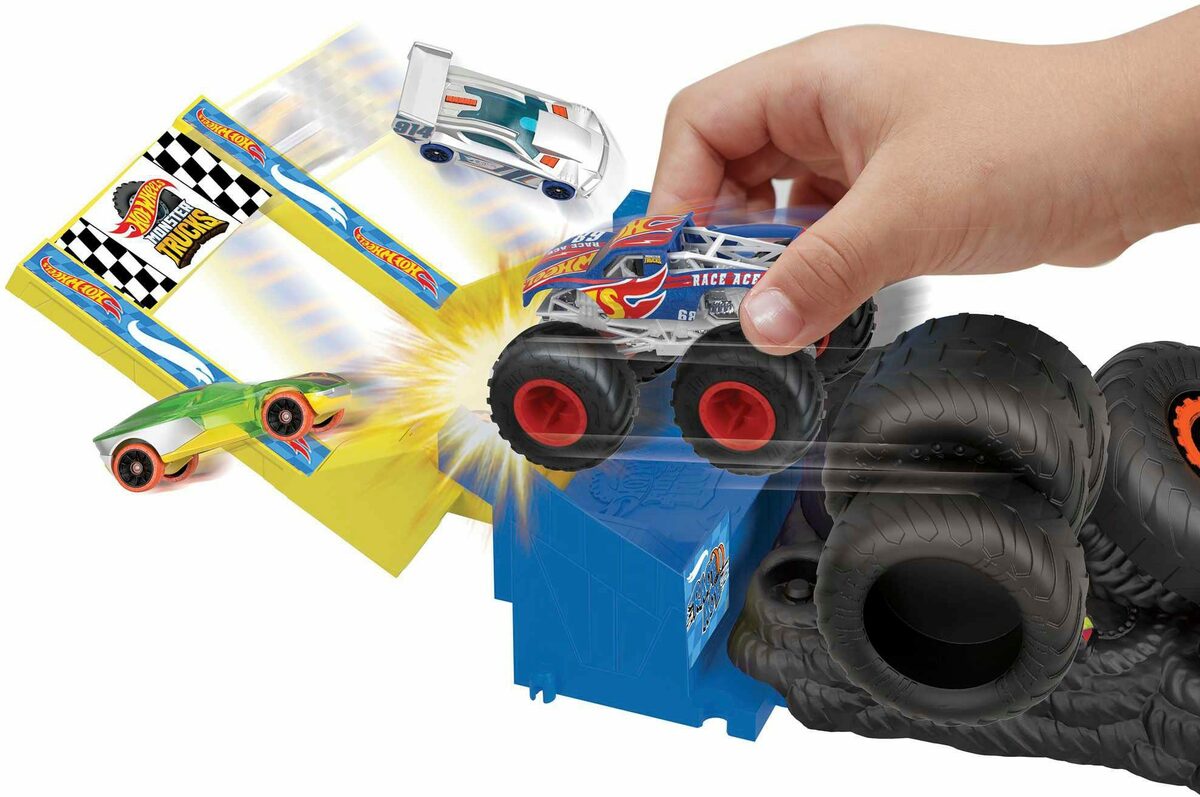 Bild 3 von Hot Wheels Spiel-Parkgarage Entry Challenge - Race Ace's Tire Smash Race, Monster Trucks Arena World