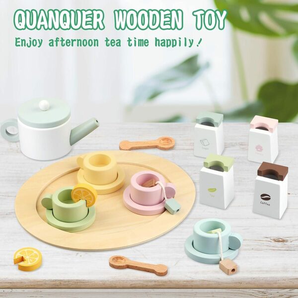 Bild 3 von Hikeren Lernspielzeug Teeservice Kinder Holz,20 Stück Tee Servier Party Spielzeug Set