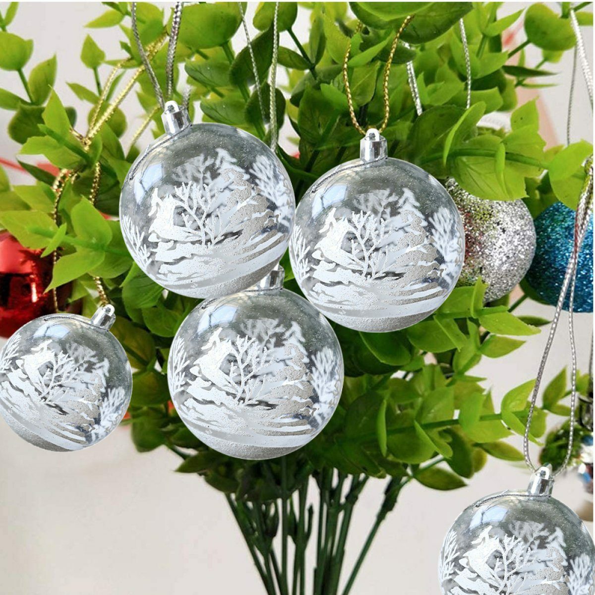 Bild 3 von ZmdecQna Weihnachtsbaumkugel Christbaumkugeln,Klar Weihnachtskugeln aus Plastik,Kunststoffkugeln