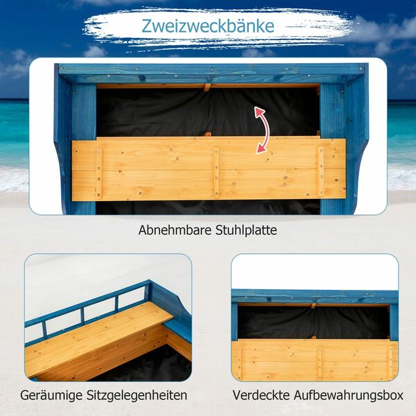 Bild 2 von COSTWAY Sandkasten Sandkiste, Sandbox, mit Sitzbank & Stauraum, aus Tannenholz