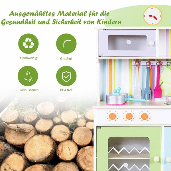 Bild 3 von COSTWAY Spielküche Kinderküche holz, mit Zubehör, 60 x 30 x 103,5 cm
