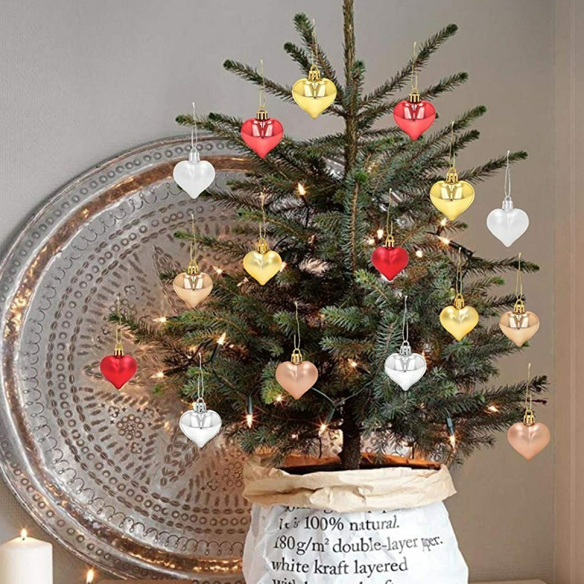 Bild 3 von ZmdecQna Weihnachtsbaumkugel 12 Stück Valentinstag Herz Kugeln Ornamente Weihnachtsbaumkugeln