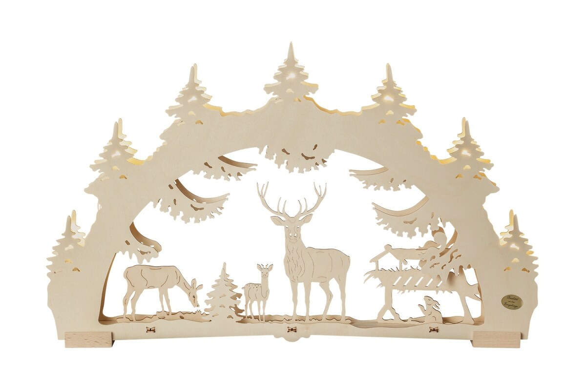 Bild 1 von 3D-Lichterbogen "Waldlichtung", 7-flammige LED-Beleuchtung, warmweiß und Timerfunktion am Trafo