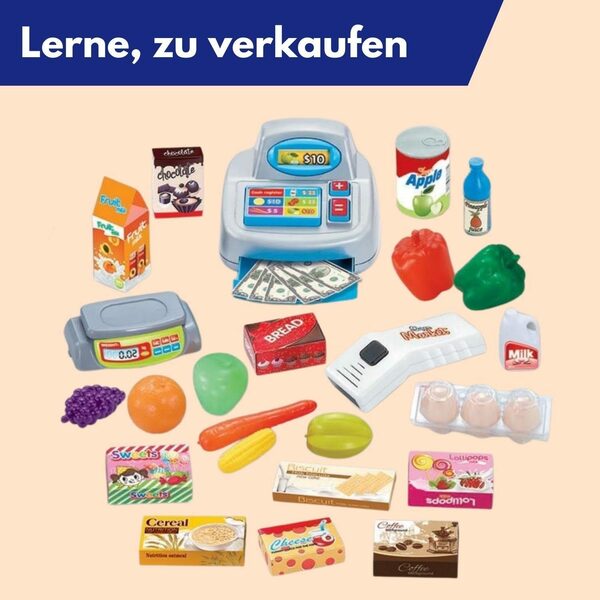 Bild 2 von Coemo Kaufladen, Deluxe Verkaufsstand mit Einkaufswagen Supermarkt Kaufmannsladen