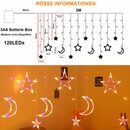 Bild 2 von Rosnek LED-Lichtervorhang 3M 120LEDs, Stern Mond, wasserdicht, für Party Ramadan Weihnachten, Schlafzimmer Camping Zelt Deko; batterie