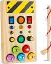 Bild 1 von autolock Lernspielzeug Montessori Spielzeug,Busy Board mit LED Lichtschalter, Activity Board Holzspielzeug,Sensorik Spielzeug für Kleinkinder