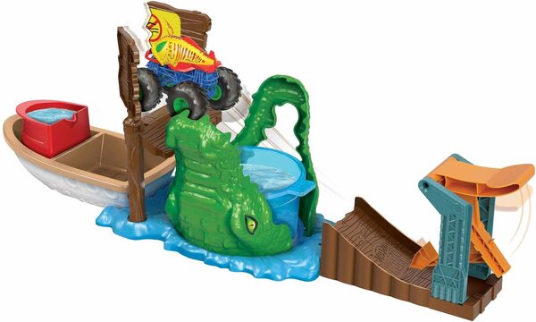 Bild 2 von Hot Wheels Spielzeug-Boot Monster Trucks Color Shifters Sumpf-Attacke mit Farbwechsel-Auto