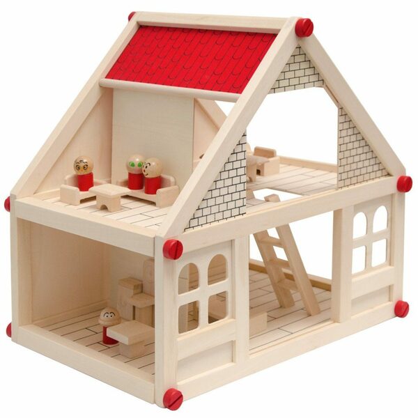 Bild 1 von eyepower Puppenhaus 2-stöckiges Puppenhaus mit passenden Möbeln, Puppenstube Naturholz 11 Möbel