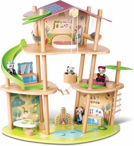 Hape Puppenhaus Holzspielzeug, Green Planet Explorer,Das Bambushaus der Pandas, FSC®- schützt Wald - weltweit