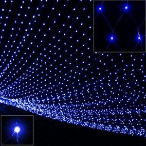 monzana Lichterkette, Netzlichterkette 120x120cm 100 LED Blau Timer 8 Leuchtmodi