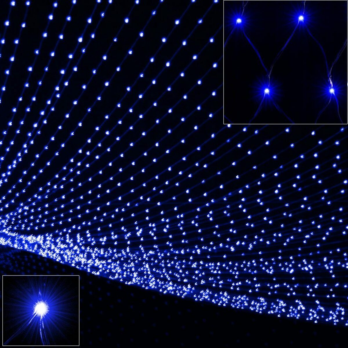 Bild 1 von monzana Lichterkette, Netzlichterkette 120x120cm 100 LED Blau Timer 8 Leuchtmodi