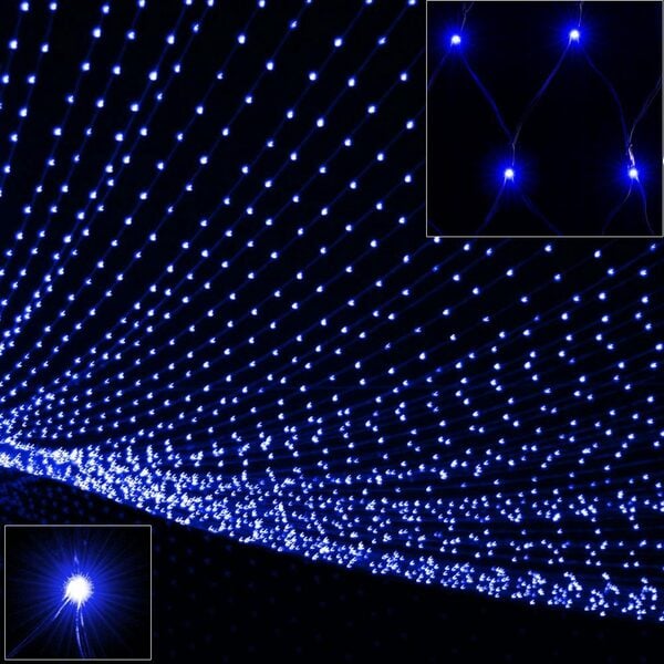 Bild 1 von monzana Lichterkette, Netzlichterkette 120x120cm 100 LED Blau Timer 8 Leuchtmodi