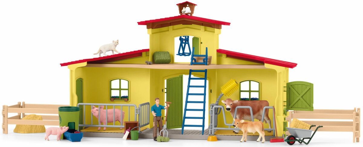 Bild 1 von Schleich® Spielwelt FARM WORLD, Großer Stall mit Tieren und Zubehör (42605), Made in Europe