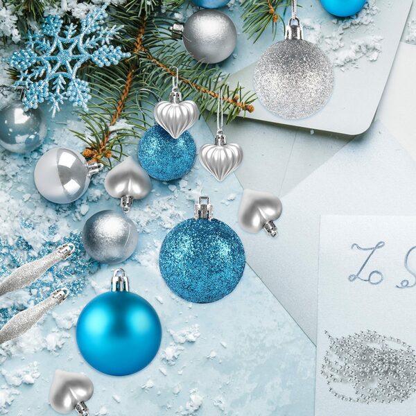 Bild 3 von Homewit Weihnachtsbaumkugel 50 Stück Weihnachtskugeln Weihnachtsdeko Set Weihnachtsbaumschmuck Set, Christbaumkugeln mit Weihnachtsbaumspitze Stern