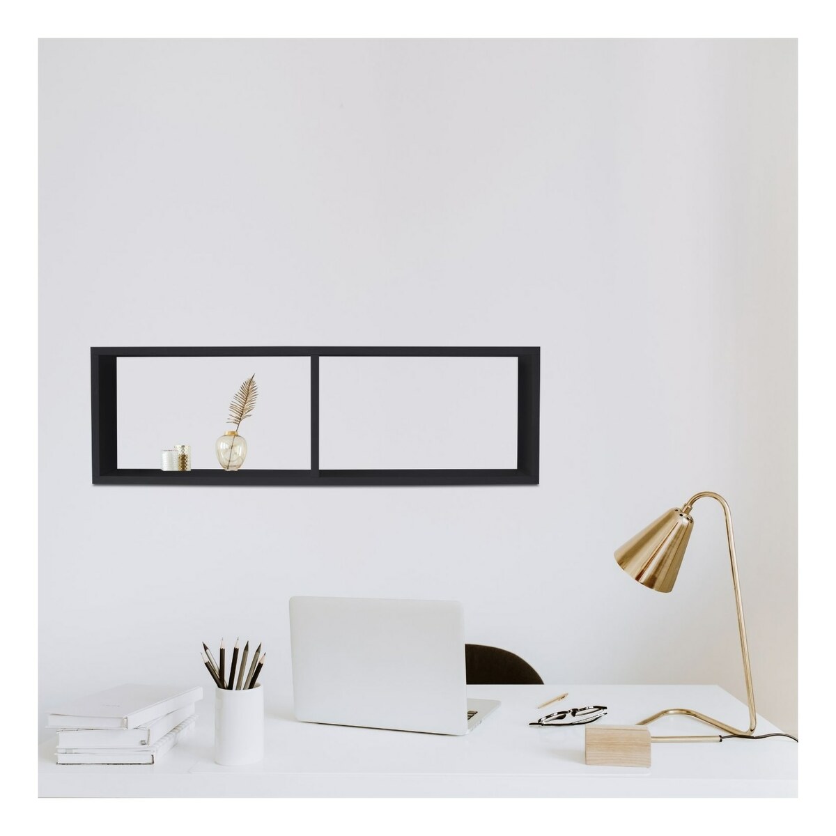 Bild 1 von TAUMMÖBEL Wandregal COMPACT Schweberegal aus Holz mit 2 Fächern Schwarz