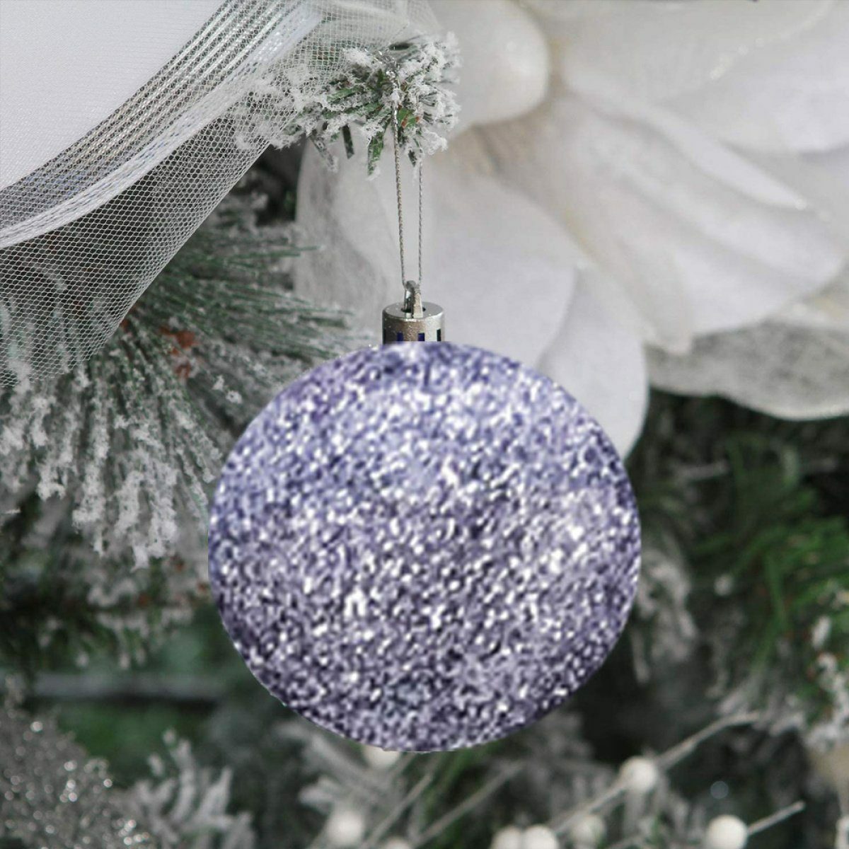 Bild 3 von Favson Weihnachtskugelständer silbrig 3 cm große Weihnachtskugeln,bruchsichere hängende Kugeln