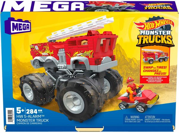 Bild 1 von MEGA Spielzeug-Auto Hot Wheels Feuerwehr-Auto Monster Truck, (284-tlg), mit 2 Figuren