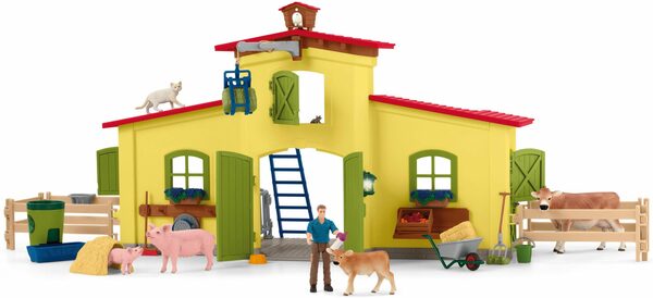Bild 2 von Schleich® Spielwelt FARM WORLD, Großer Stall mit Tieren und Zubehör (42605), Made in Europe