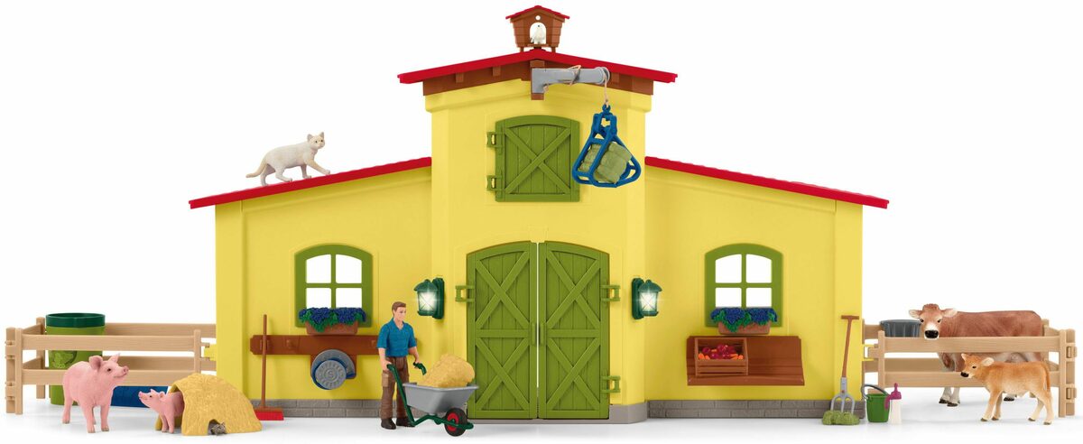 Bild 3 von Schleich® Spielwelt FARM WORLD, Großer Stall mit Tieren und Zubehör (42605), Made in Europe