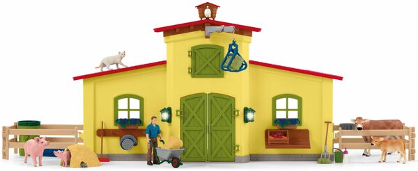 Bild 3 von Schleich® Spielwelt FARM WORLD, Großer Stall mit Tieren und Zubehör (42605), Made in Europe
